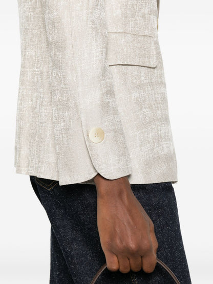 Emporio Armani Double Breasted Viscose Jacket Beige