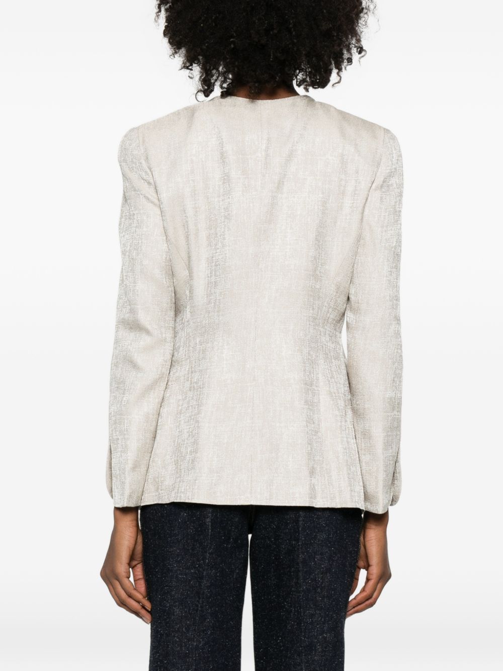Emporio Armani Double Breasted Viscose Jacket Beige