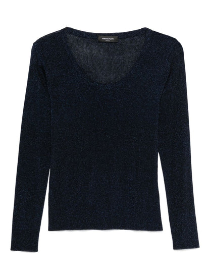 Fabiana Filippi Crewneck Viscose Sweater Blue blue