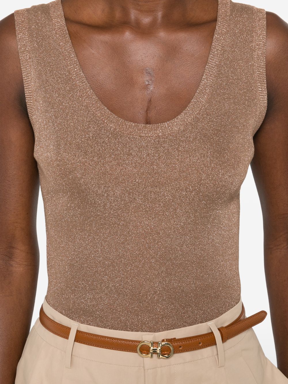 Fabiana Filippi Shimmer Sleeveless Tank Top Brown brown