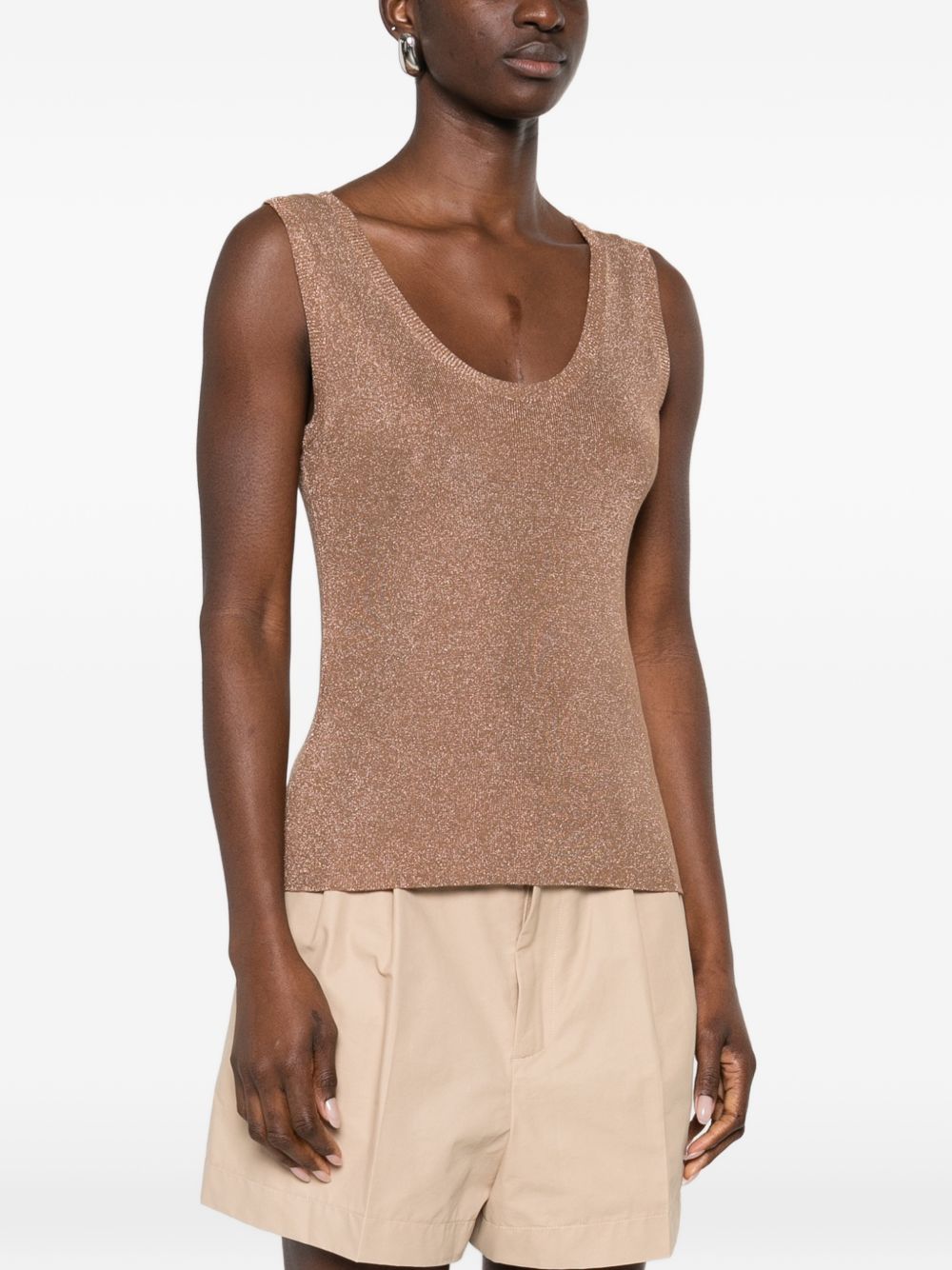 Fabiana Filippi Shimmer Sleeveless Tank Top Brown brown