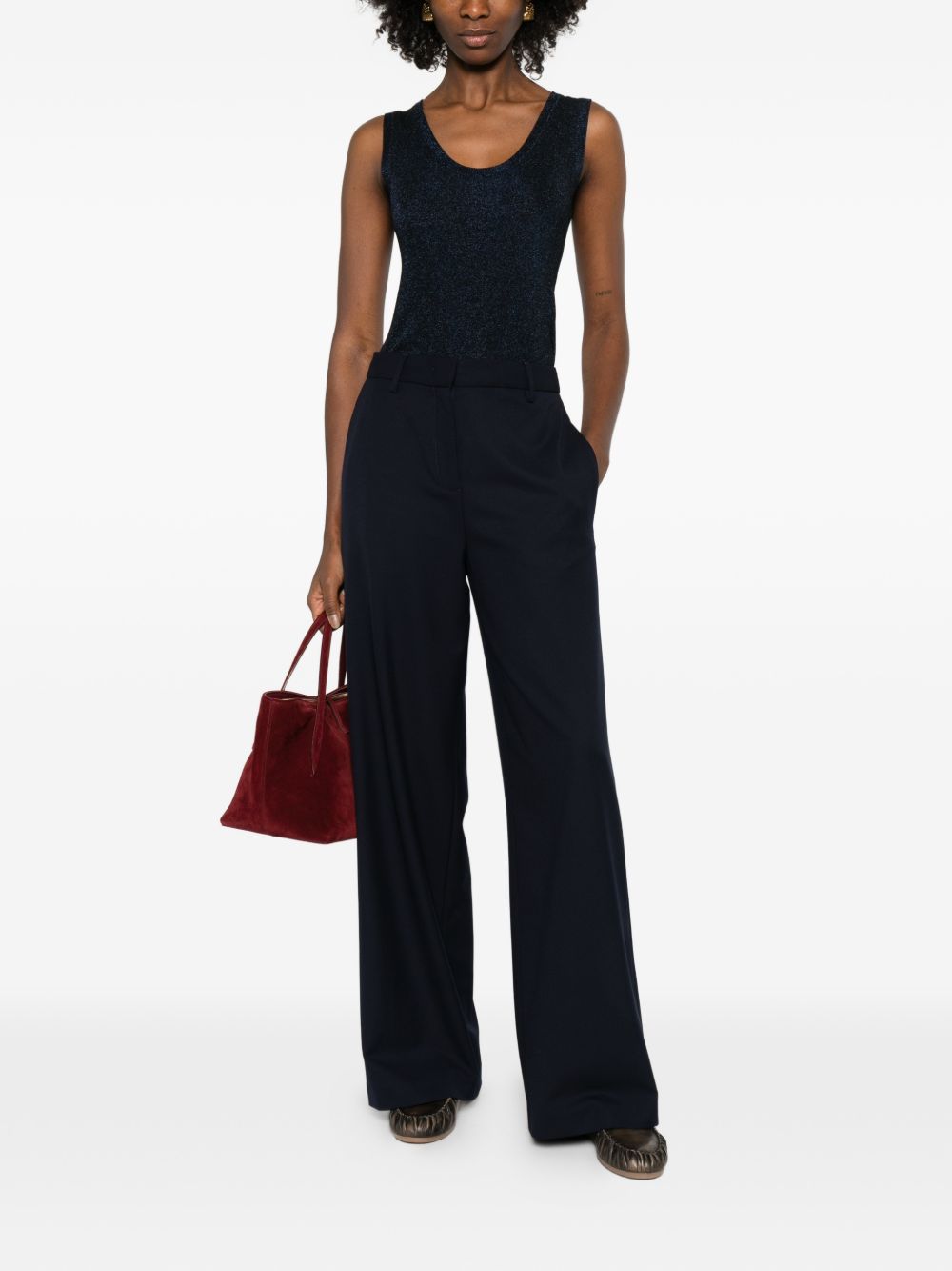 Fabiana Filippi Scoop Neck Viscose Tank Blue Blue