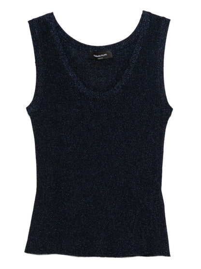 Fabiana Filippi Scoop Neck Viscose Tank Blue Blue