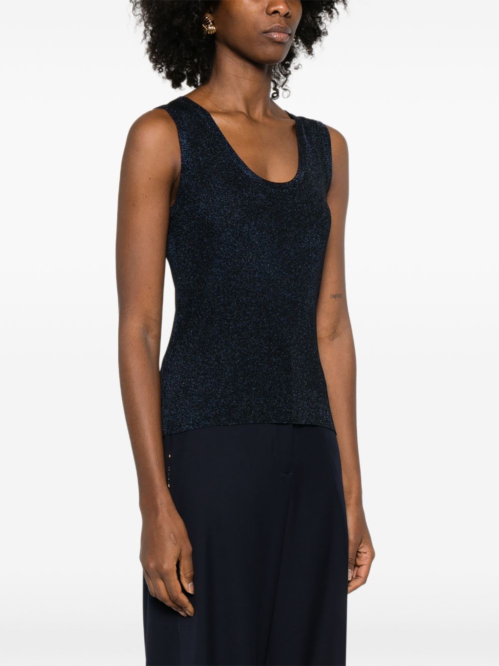 Fabiana Filippi Scoop Neck Viscose Tank Blue Blue