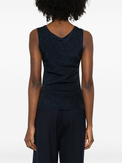 Fabiana Filippi Scoop Neck Viscose Tank Blue Blue