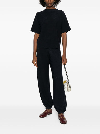 Fabiana Filippi Knitted Wool-Cotton Trousers Blue blue