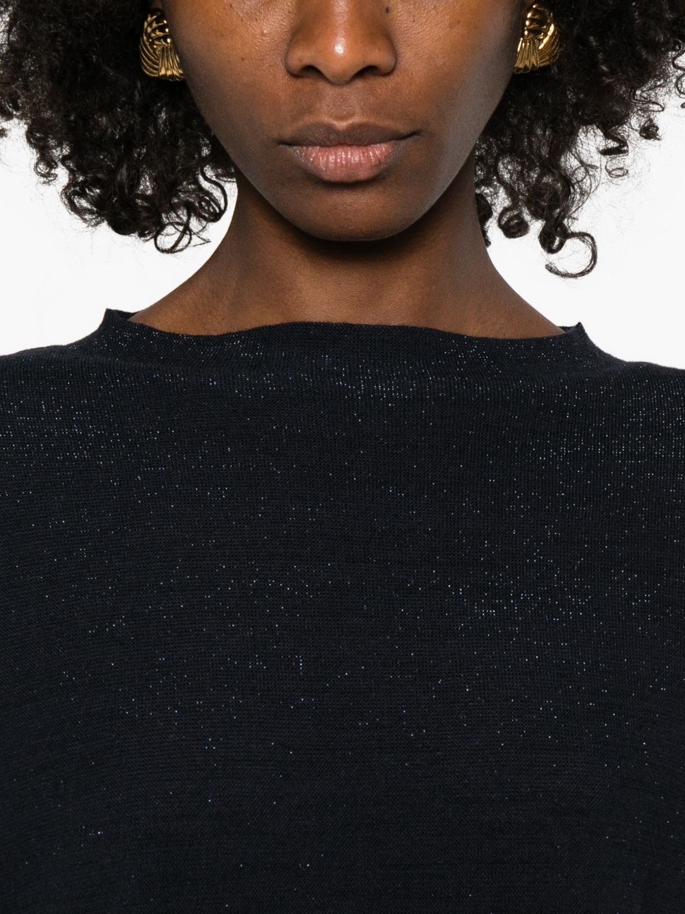 Fabiana Filippi Round Neck Wool Sweater Blue