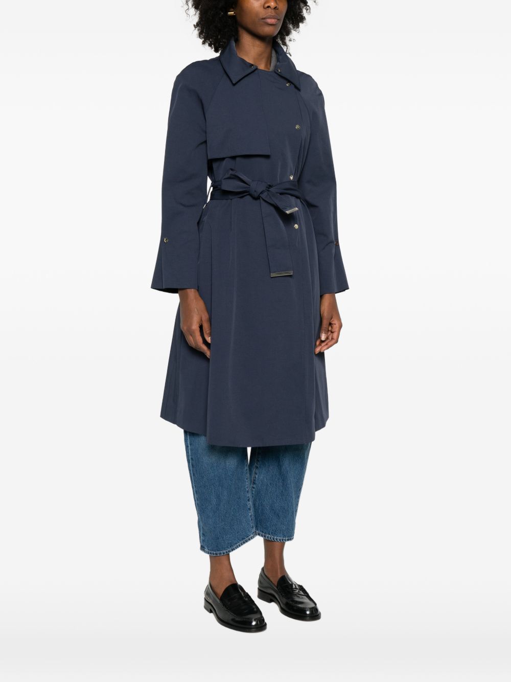 Emporio Armani Cotton Blend Trench Coat Blue