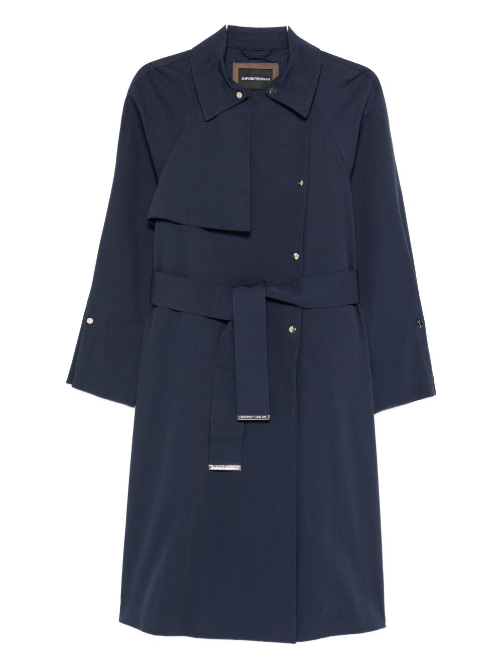 Emporio Armani Cotton Blend Trench Coat Blue