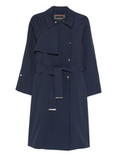 Emporio Armani Cotton Blend Trench Coat Blue