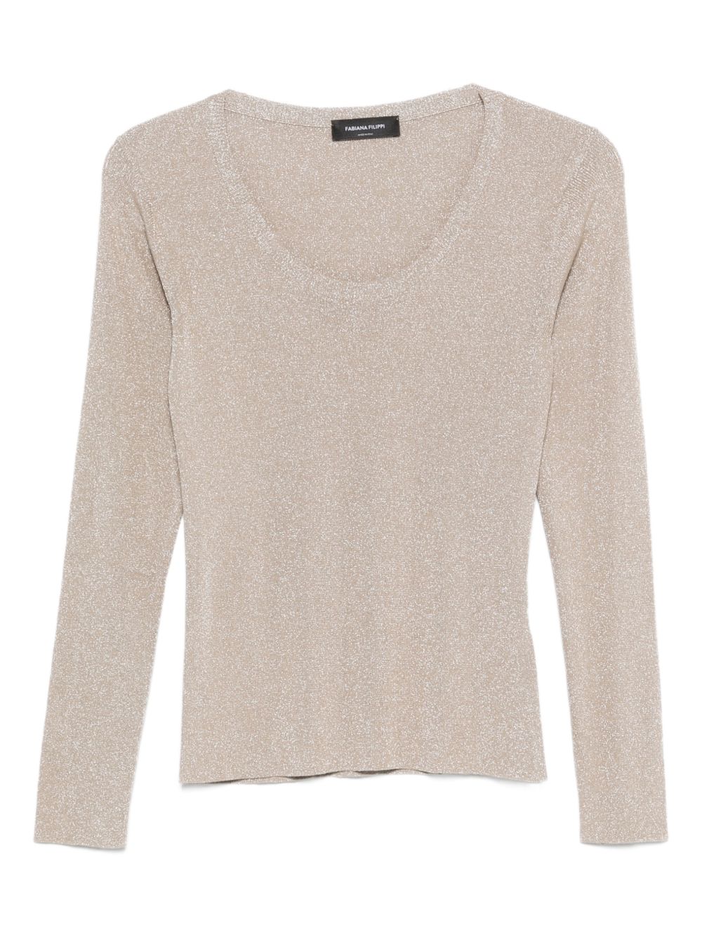 Fabiana Filippi Crewneck Fine Ribbed Sweater Ivory ivory