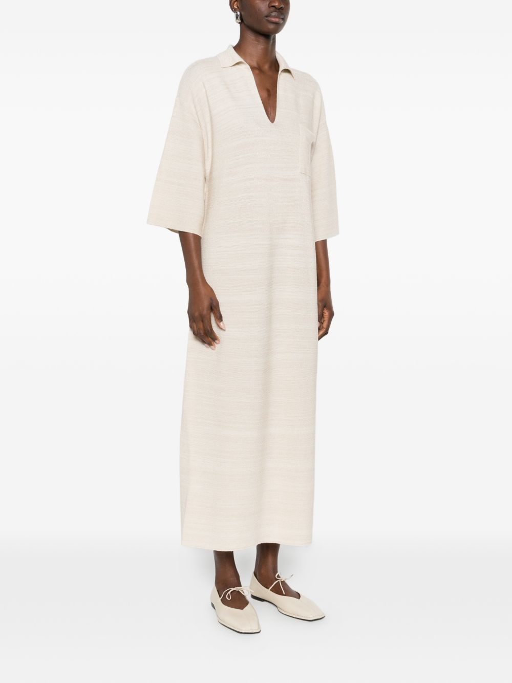 Fabiana Filippi V-Neck Wool Shirtdress Ivory ivory