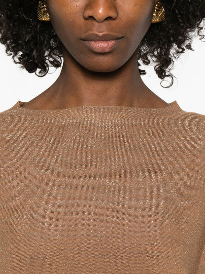 Fabiana Filippi Round Neck Wool Sweater Brown