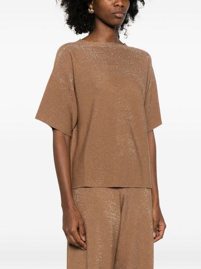 Fabiana Filippi Round Neck Wool Sweater Brown