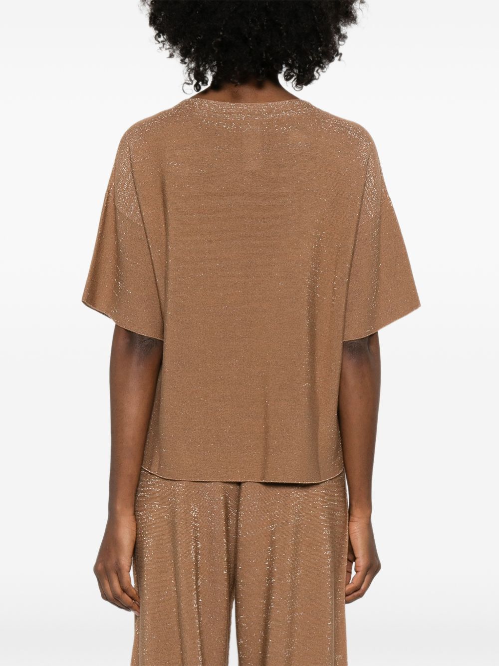 Fabiana Filippi Round Neck Wool Sweater Brown