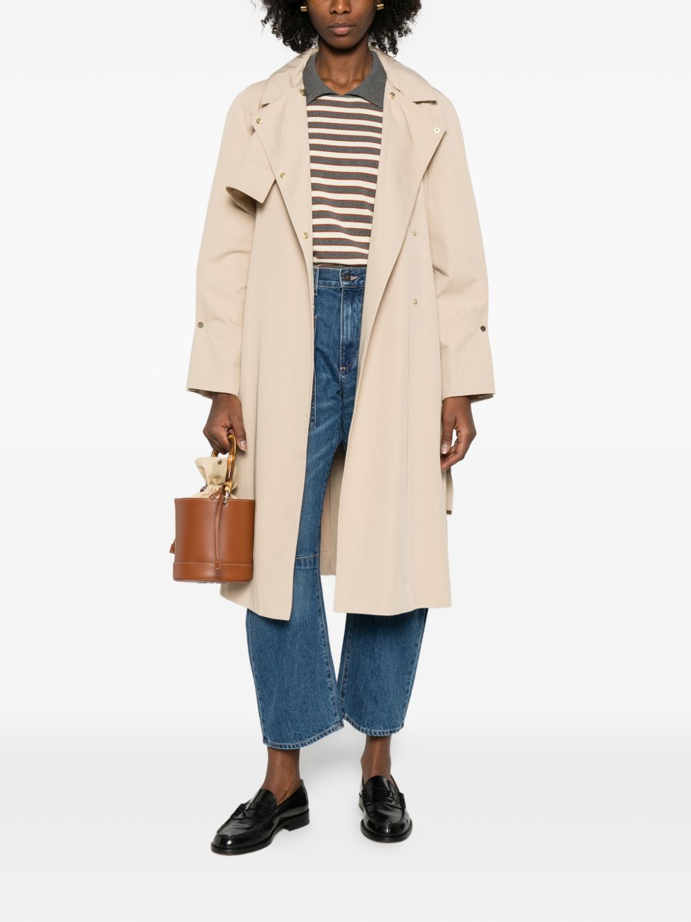 Emporio Armani Double-Breasted Cotton Trench Beige