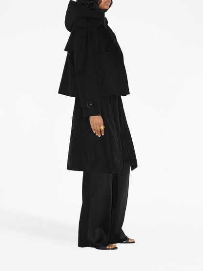 Burberry Cropped Cotton Trench Coat Black black