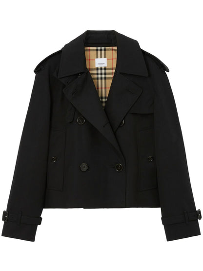 Burberry Cropped Cotton Trench Coat Black black