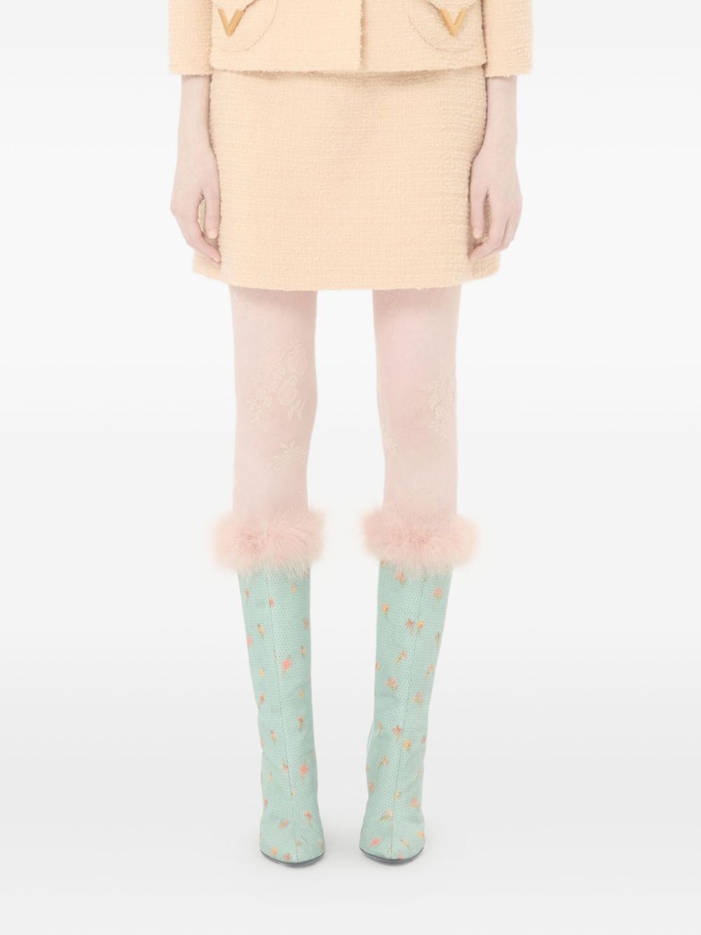 Valentino VLogo Signature Wool Skirt Beige beige