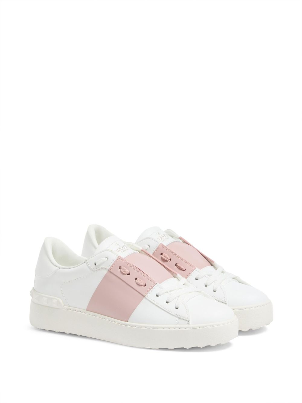 Valentino Garavani Rockstud Open Leather Sneakers Powder powder