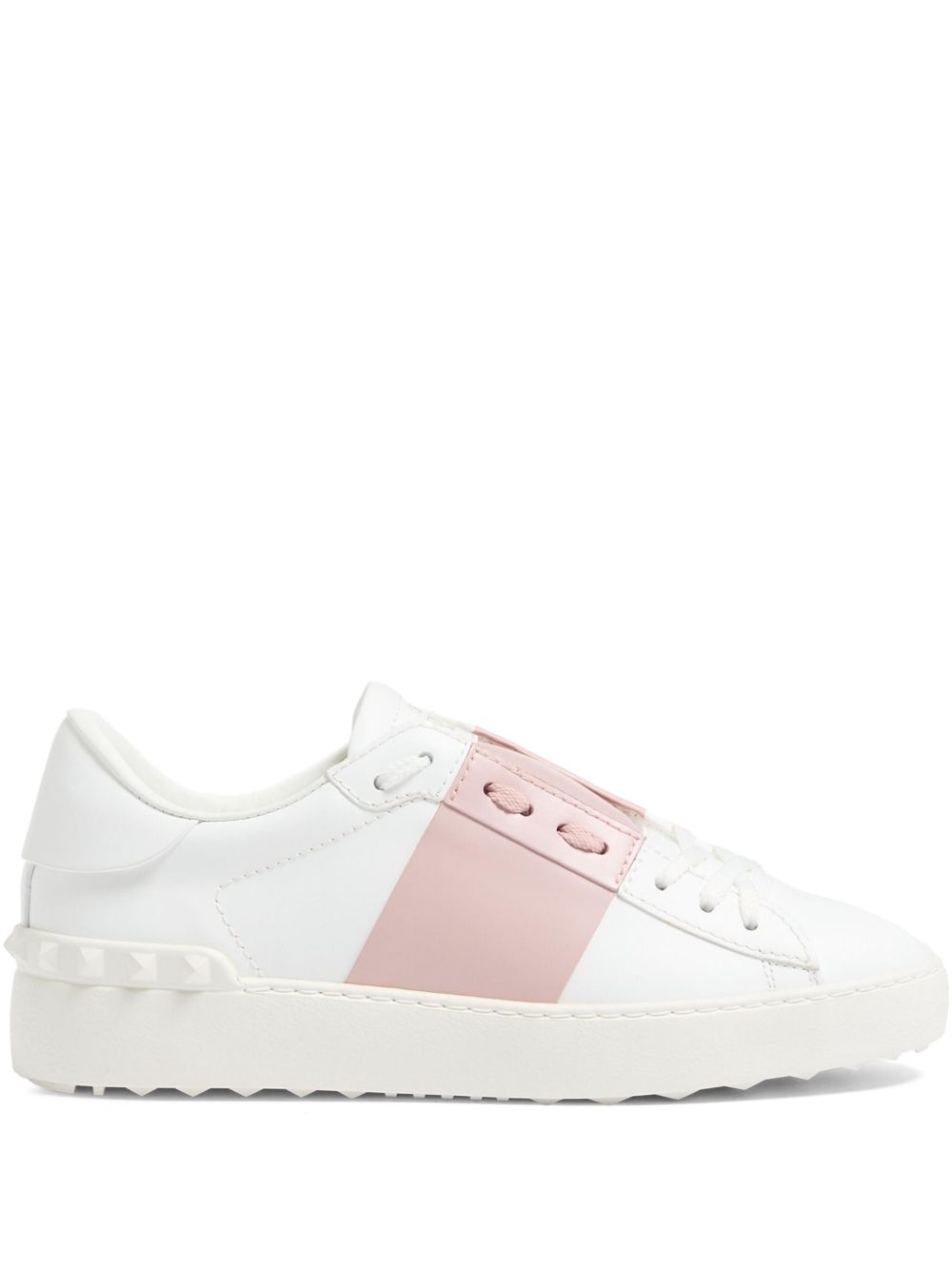 Valentino Garavani Rockstud Open Leather Sneakers Powder powder