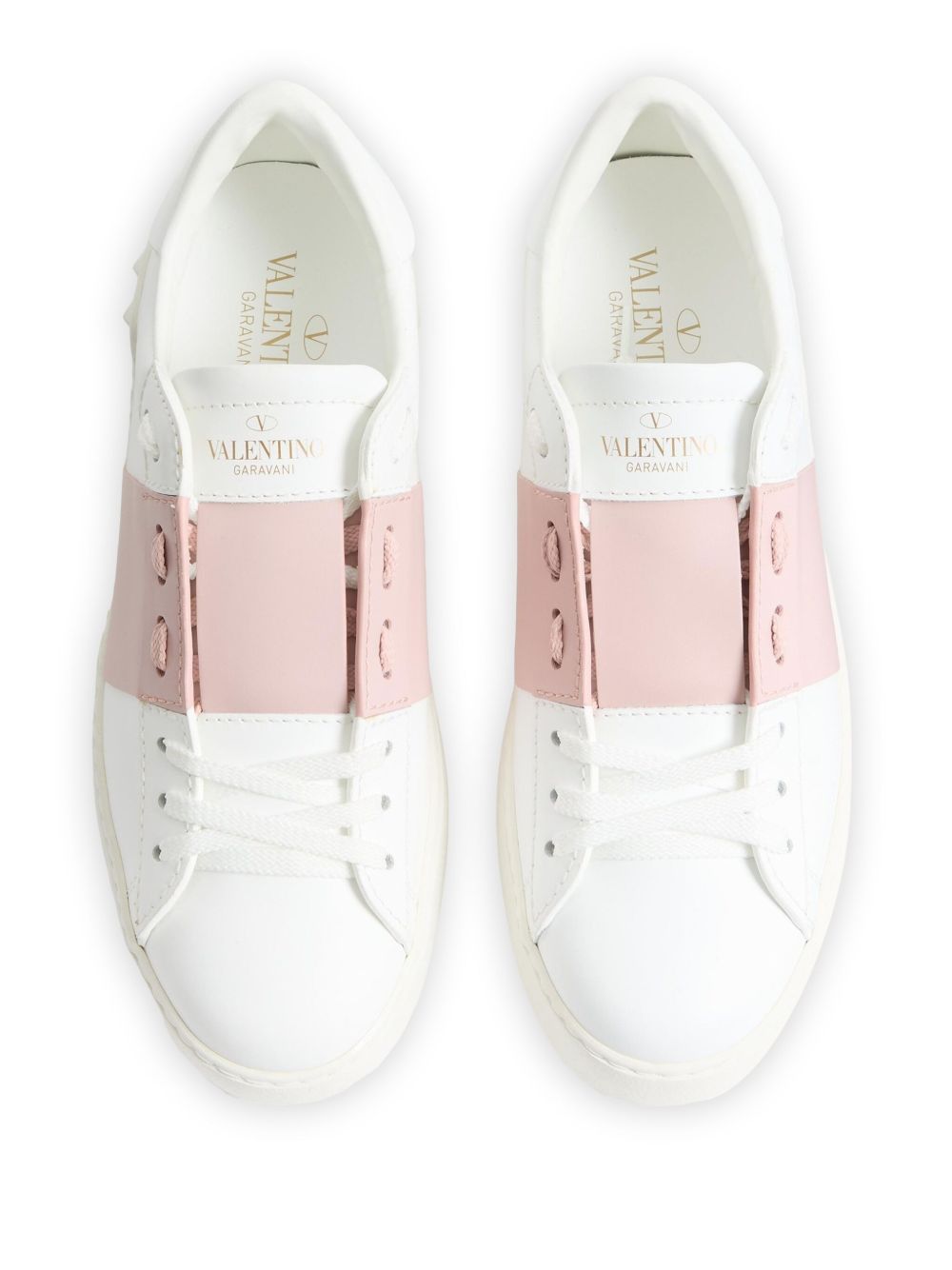 Valentino Garavani Rockstud Open Leather Sneakers Powder powder