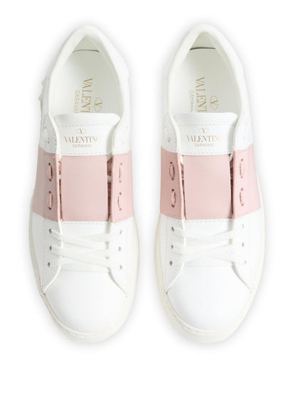 Valentino Garavani Rockstud Open Leather Sneakers Powder powder