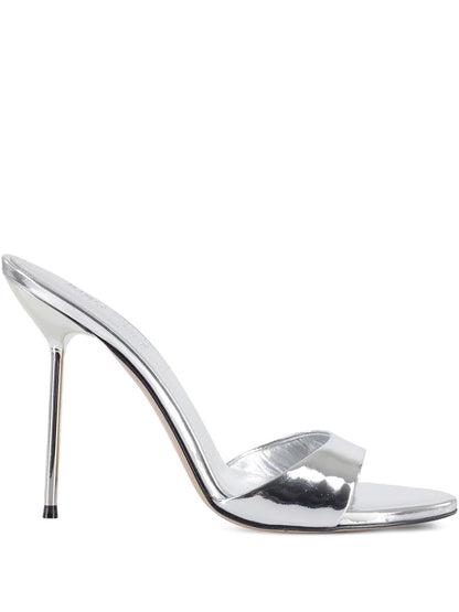 Paris Texas Lidia Patent Leather Heeled Mules Silver