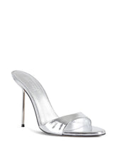 Paris Texas Lidia Patent Leather Heeled Mules Silver