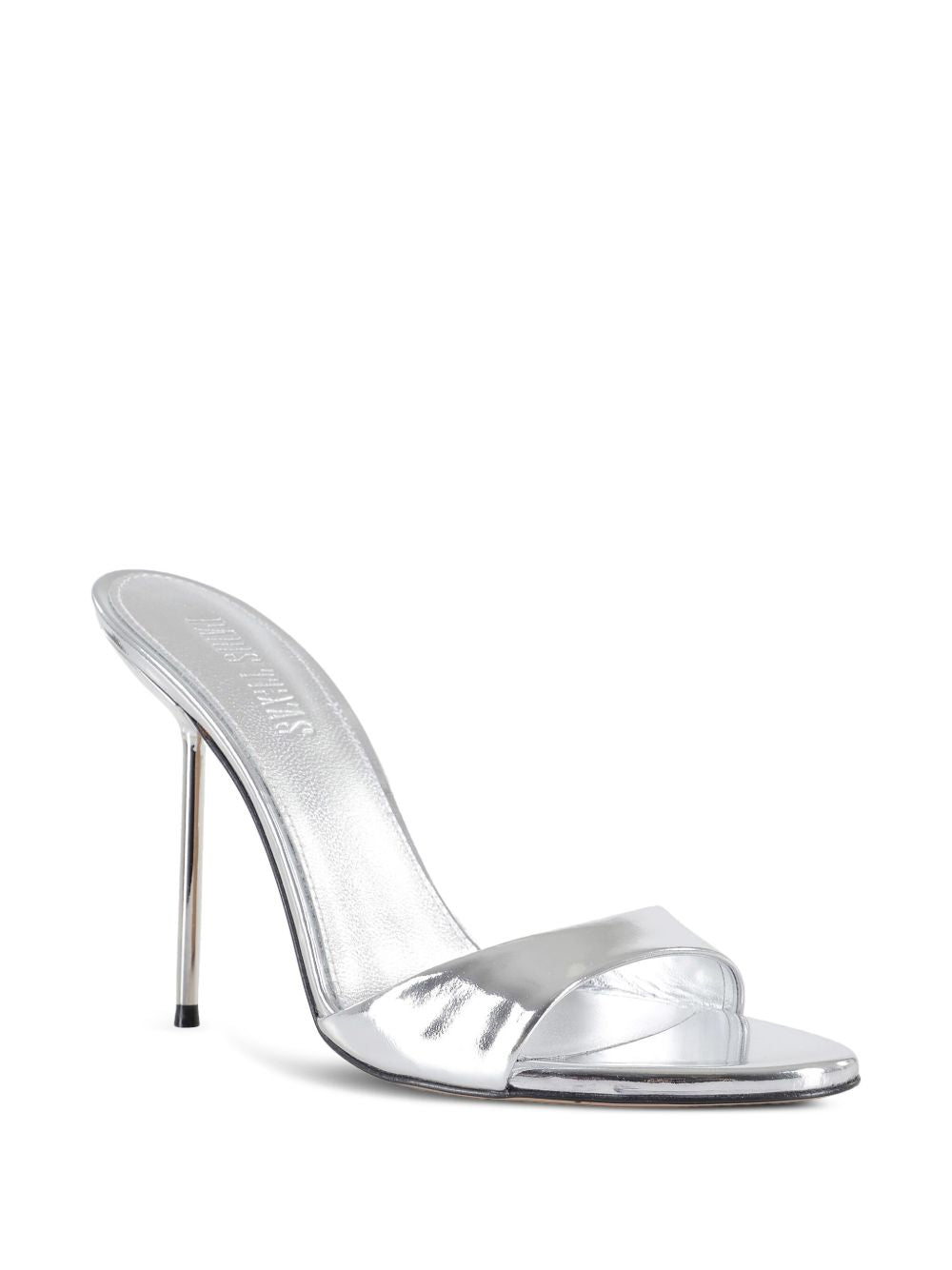 Paris Texas Lidia Patent Leather Heeled Mules Silver