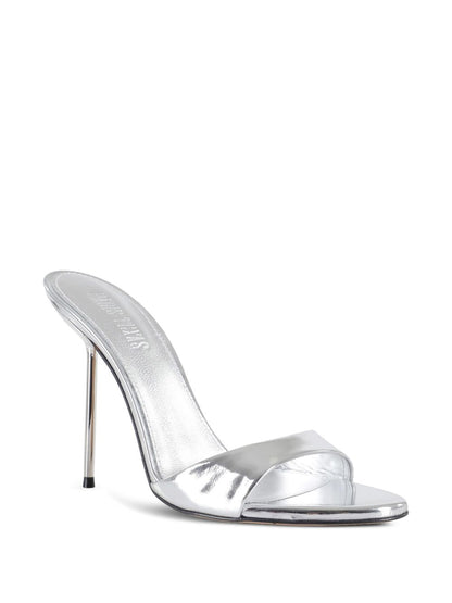 Paris Texas Lidia Patent Leather Heeled Mules Silver