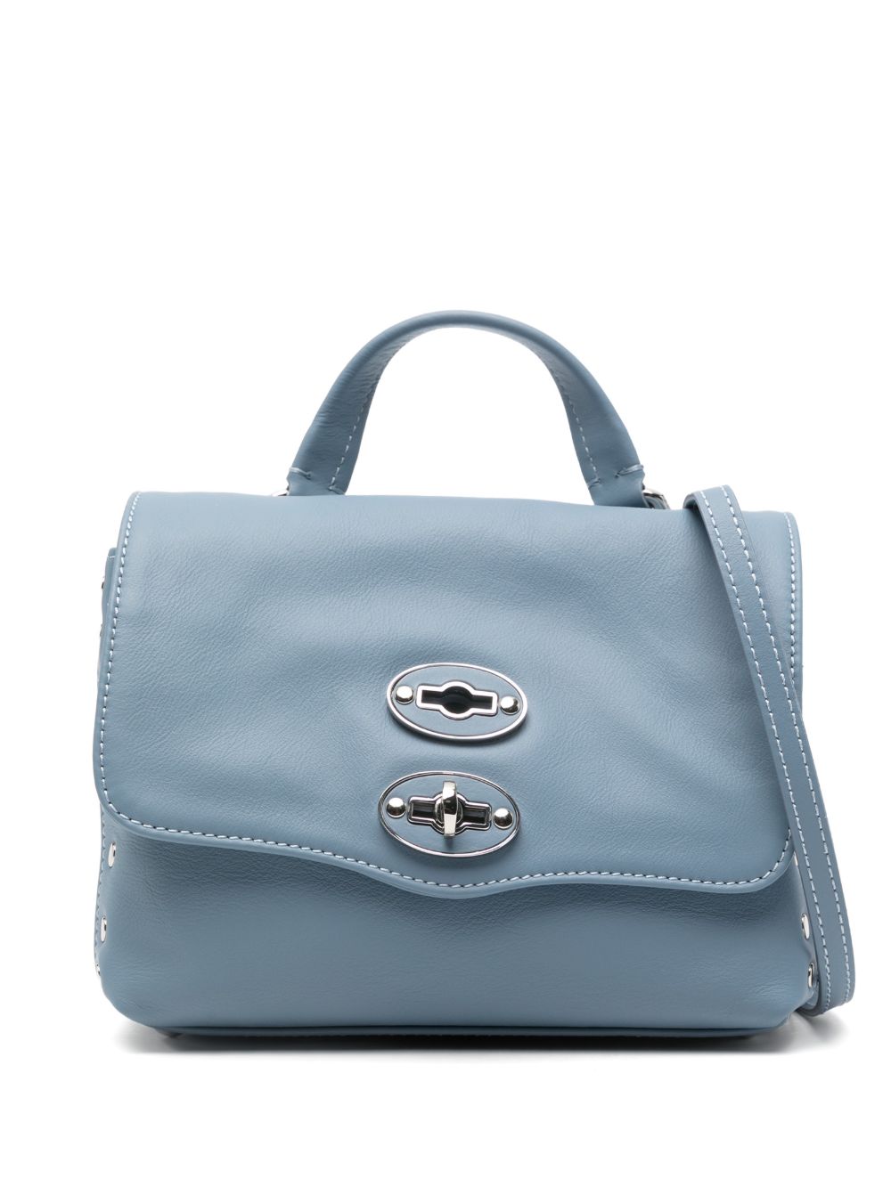 Zanellato Postina Baby Leather Handbag Clear Blue