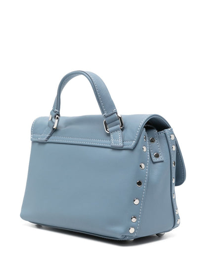 Zanellato Postina Baby Leather Handbag Clear Blue