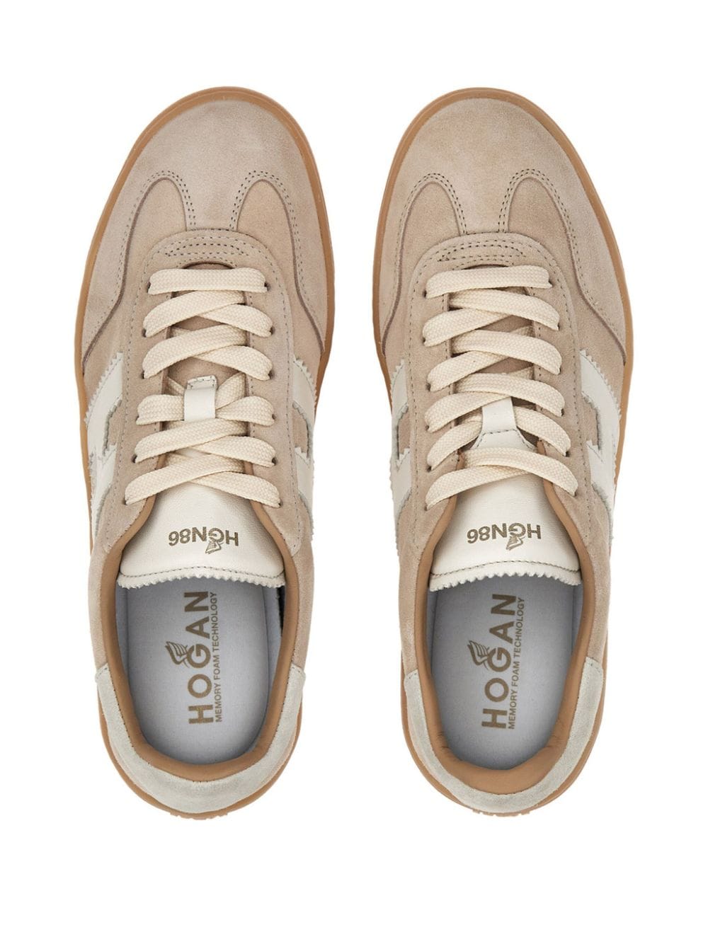 Hogan Cool Leather Silk Sneakers Beige