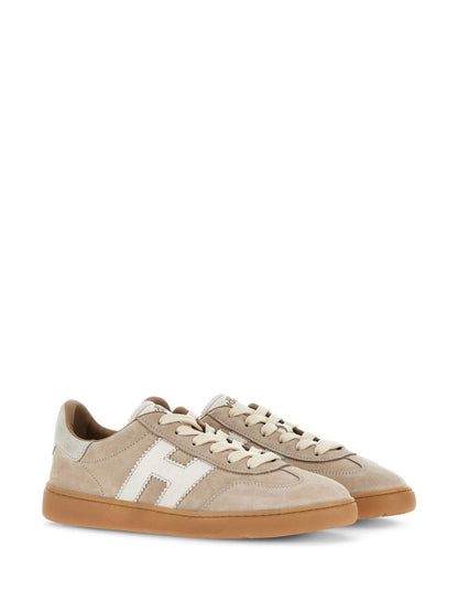 Hogan Cool Leather Silk Sneakers Beige