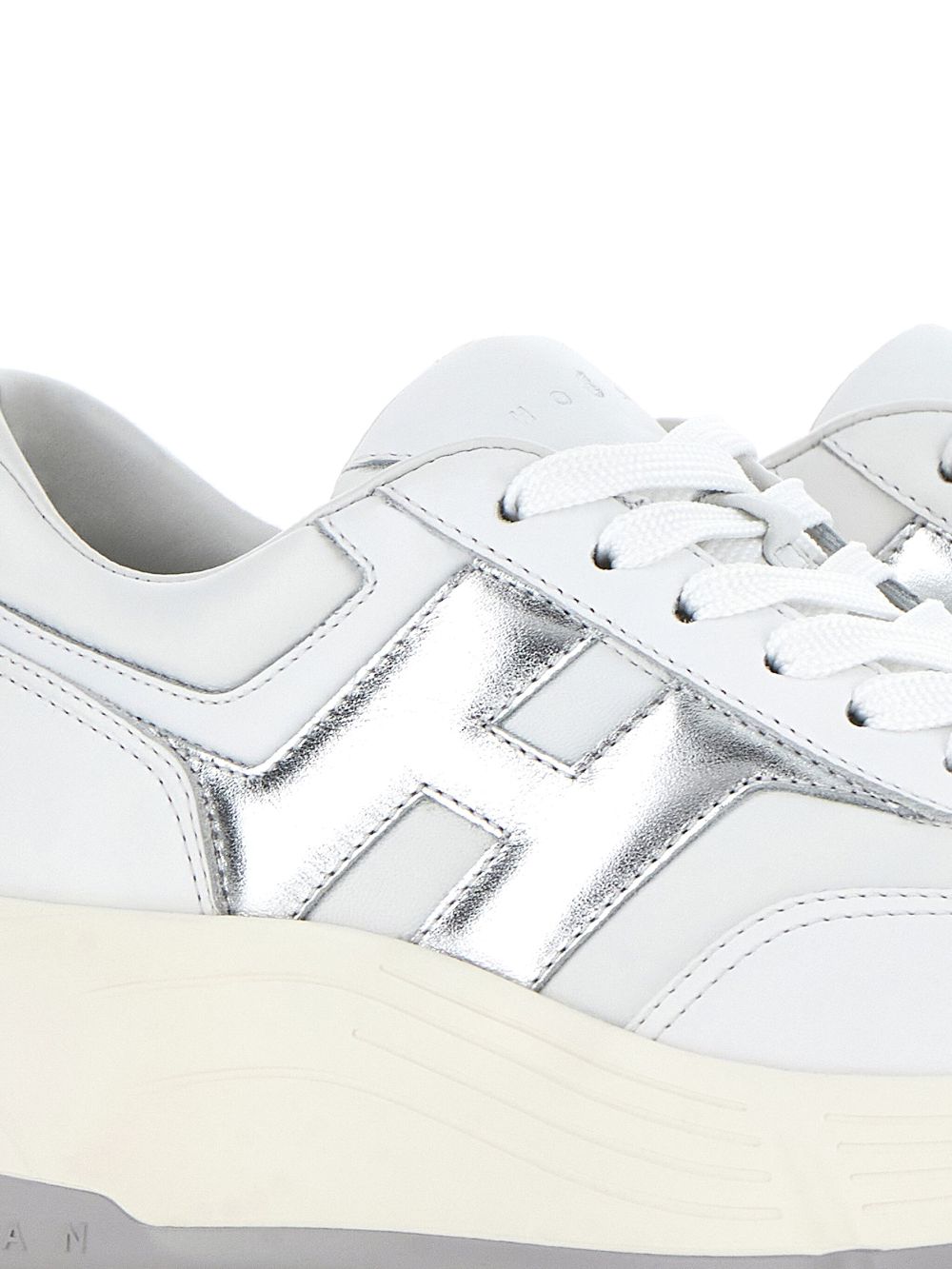 Hogan Hi-Fi Leather Sneakers Silver