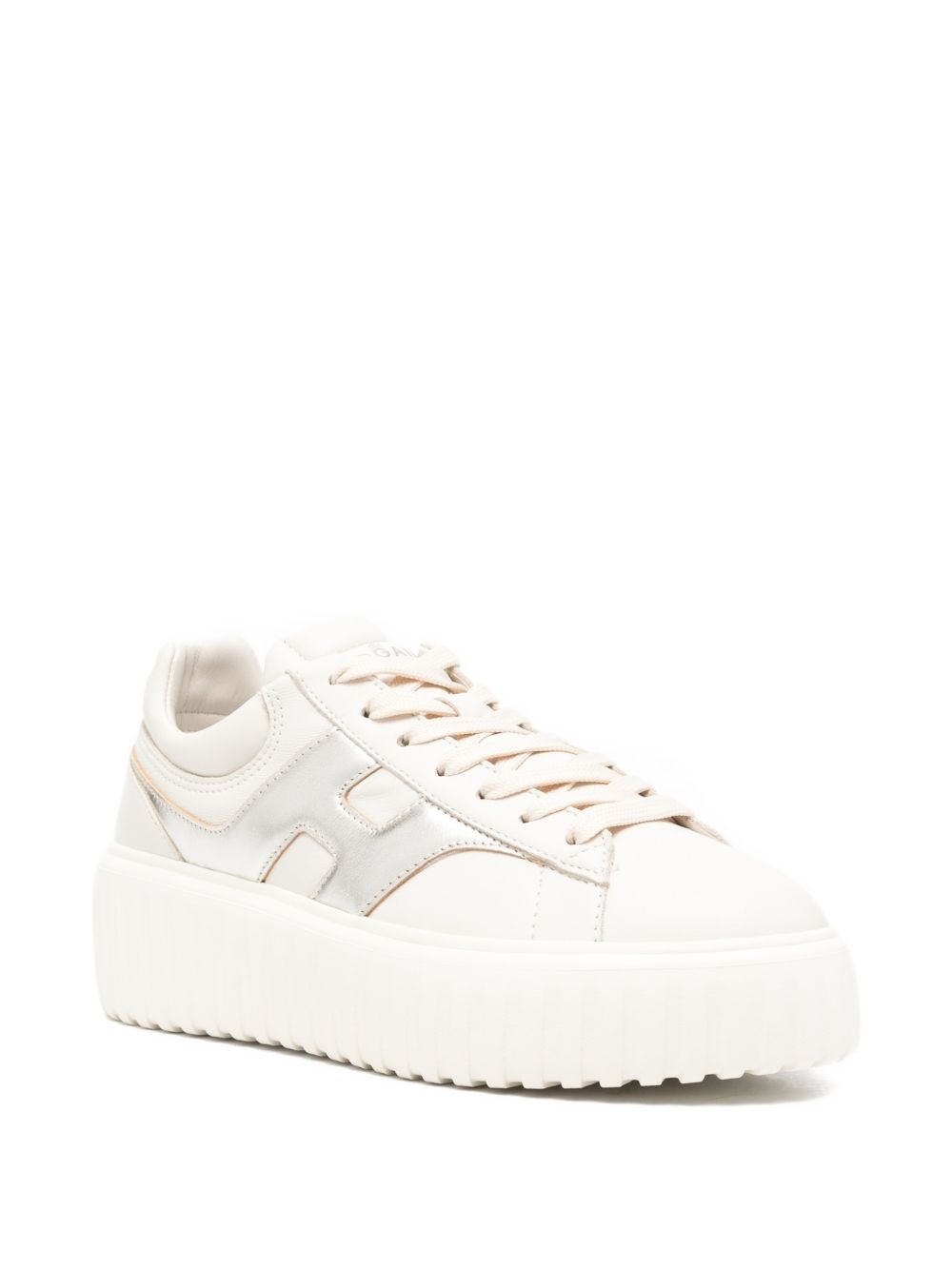 Hogan H-Stripes Leather Platform Sneakers Grey