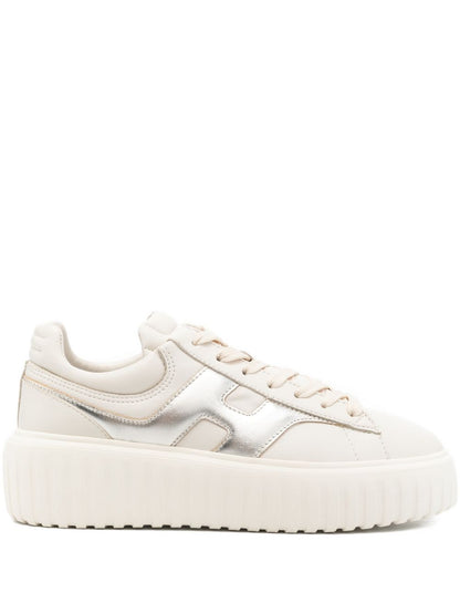 Hogan H-Stripes Leather Platform Sneakers Grey