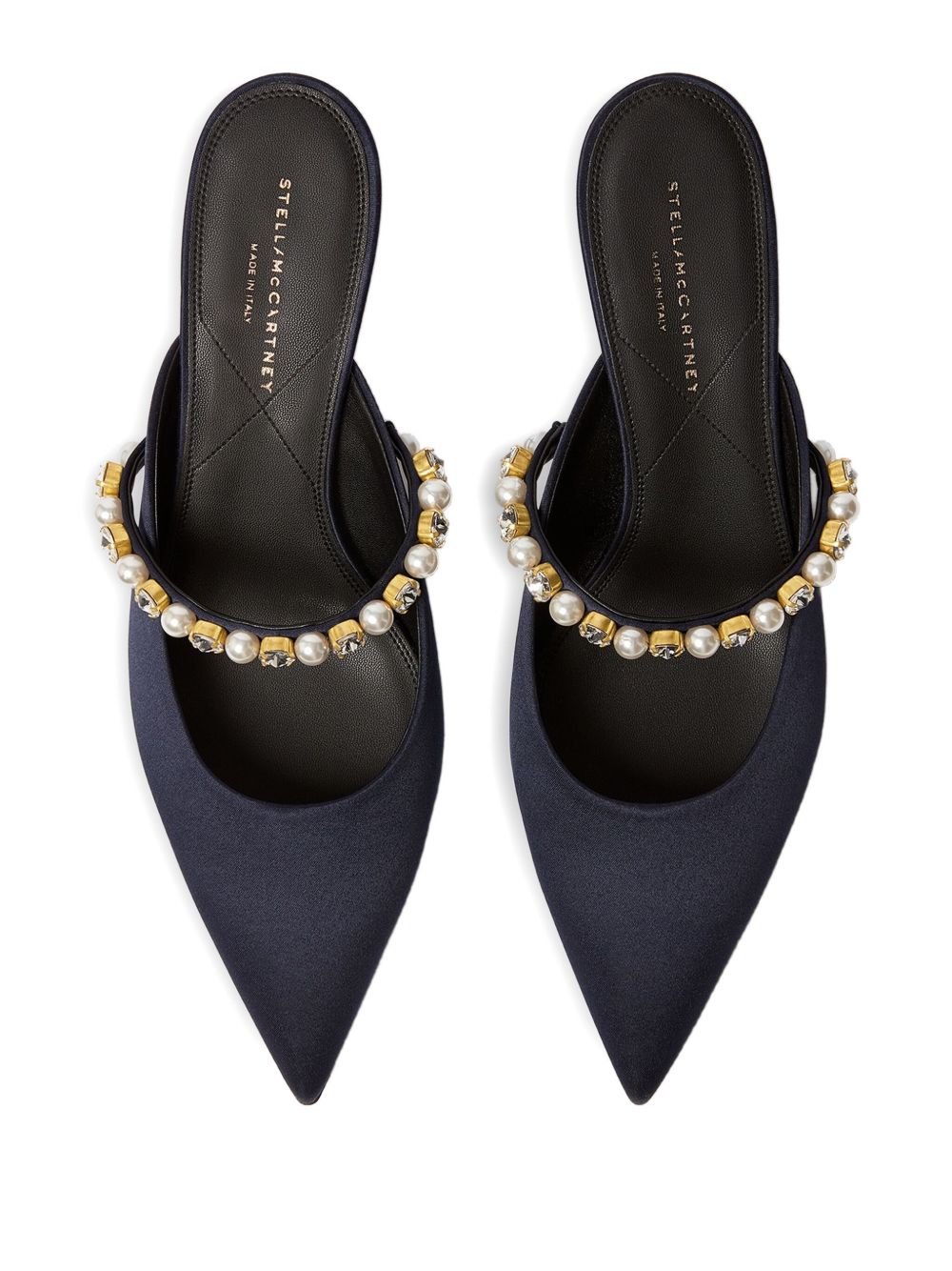 Stella McCartney Elsa Pearl Crystal Mules Blue