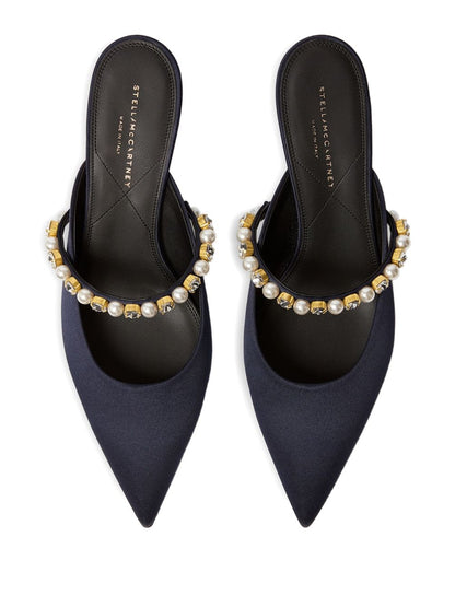 Stella McCartney Elsa Pearl Crystal Mules Blue