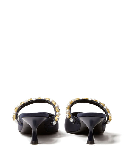 Stella McCartney Elsa Pearl Crystal Mules Blue