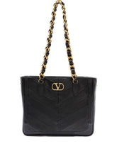 Valentino Garavani Laseine Small Leather Shoulder Bag Black