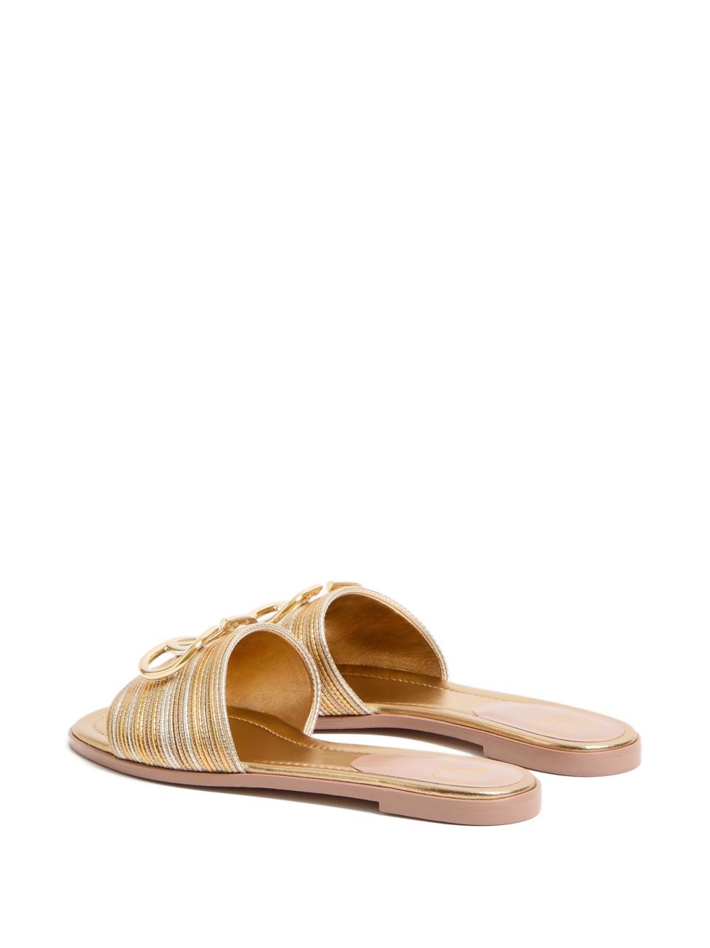Valentino Garavani Vlogo Signature Metallic Slides - Gold
