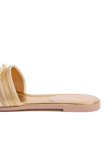 Valentino Garavani Vlogo Signature Metallic Slides - Gold