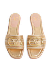 Valentino Garavani Vlogo Signature Metallic Slides - Gold