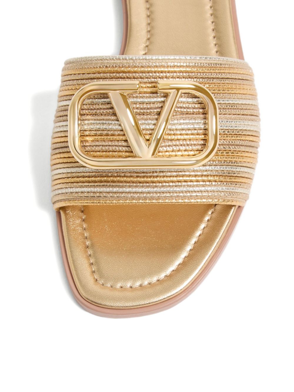 Valentino Garavani Vlogo Signature Metallic Slides - Gold