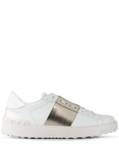 Valentino Garavani Open Leather Sneakers Grey
