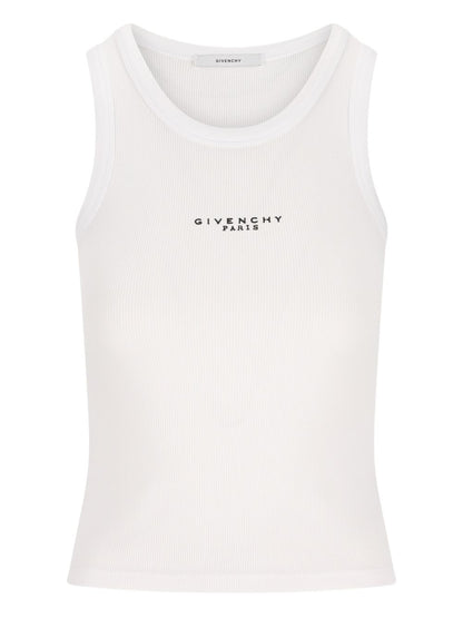 Givenchy Logo Ribbed Cotton Tank White