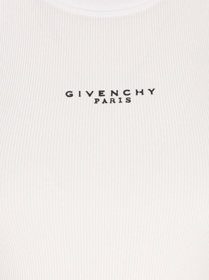 Givenchy Logo Ribbed Cotton Tank White