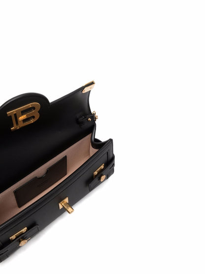Balmain B-Buzz 23 Leather Shoulder Bag Black
